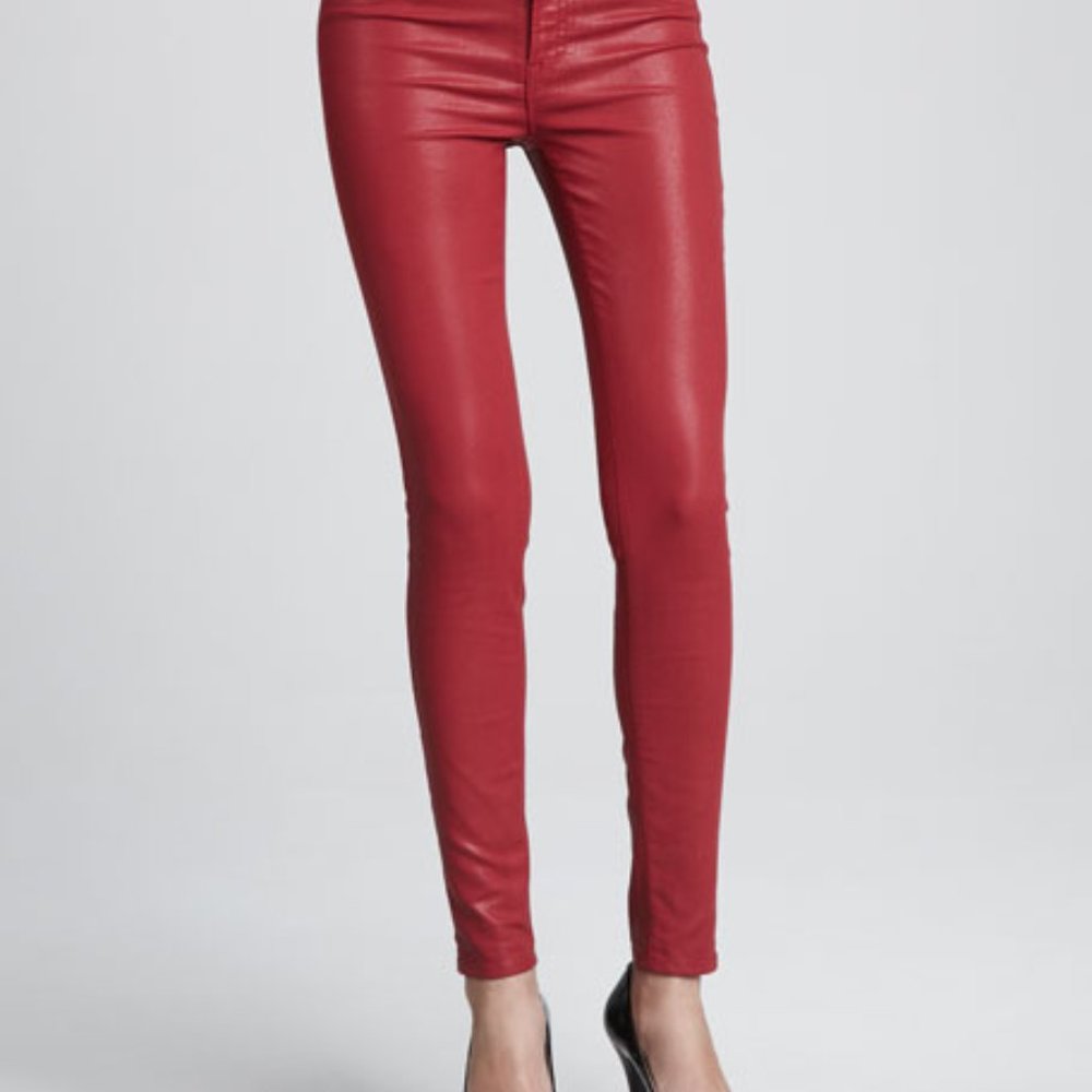 J Brand for Neiman Marcus Red Coated Jeans